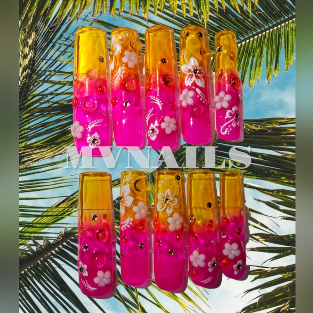 COPY - Tropical set press on nails